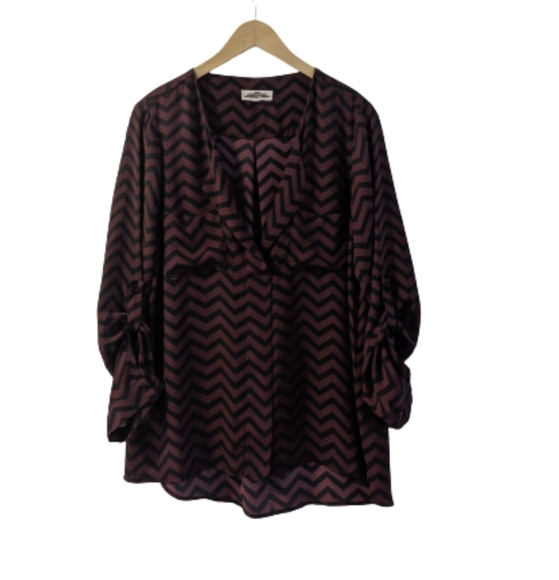 Hippie Rose Tops - 5/$35 Hippie Rose Burgandy Chevron Blouse - Sz L